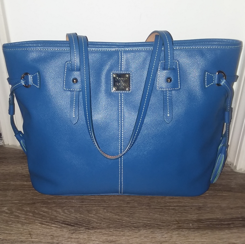 Dooney & Bourke Large Blue Leather Shopper Purse